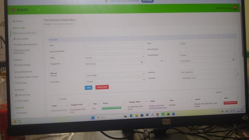 Cek Pengajuan Daftar Ikrar Wakaf Melalui SIWAK