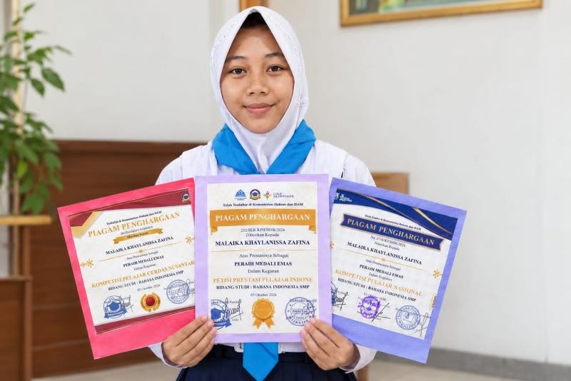 Murid MTsN 2 Banyumas, Raih Tiga Medali Emas Kompetisi Bahasa Indonesia
