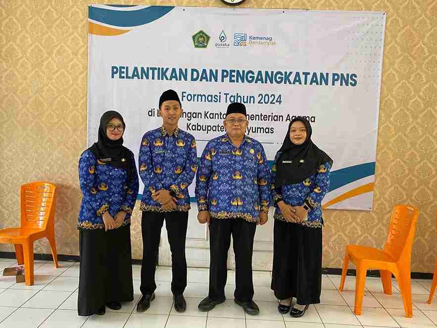 Tiga GTK MTs Negeri 3 Banyumas Resmi Dilantik Bersama 79 ASN Kemenag, Kepala BKN Tekankan Empat Pilar Pelayanan Publik