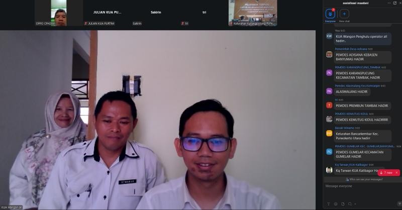 KUA Wangon Ikuti Zoom Aplikasi Masdani sebagai Pendamping SIMKAH Gen 4 untuk Tingkatkan Pelayanan
